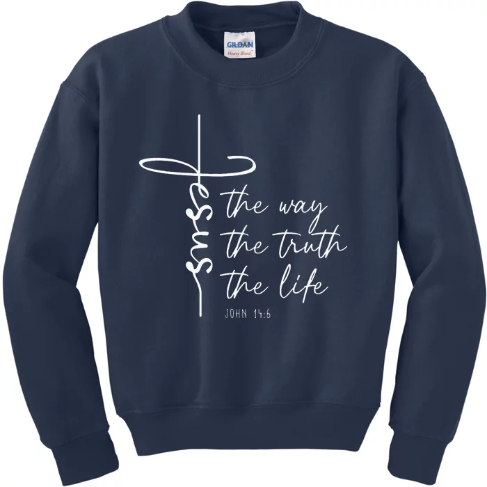 Christian Worship Jesus The Way Truth Life Kids Sweatshirt