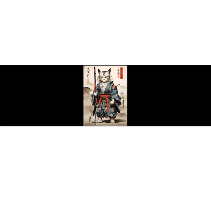 Cat Warrior Japanese Woodblock Bumper Sticker