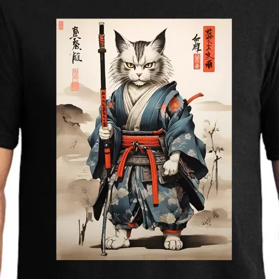 Cat Warrior Japanese Woodblock Pajama Set