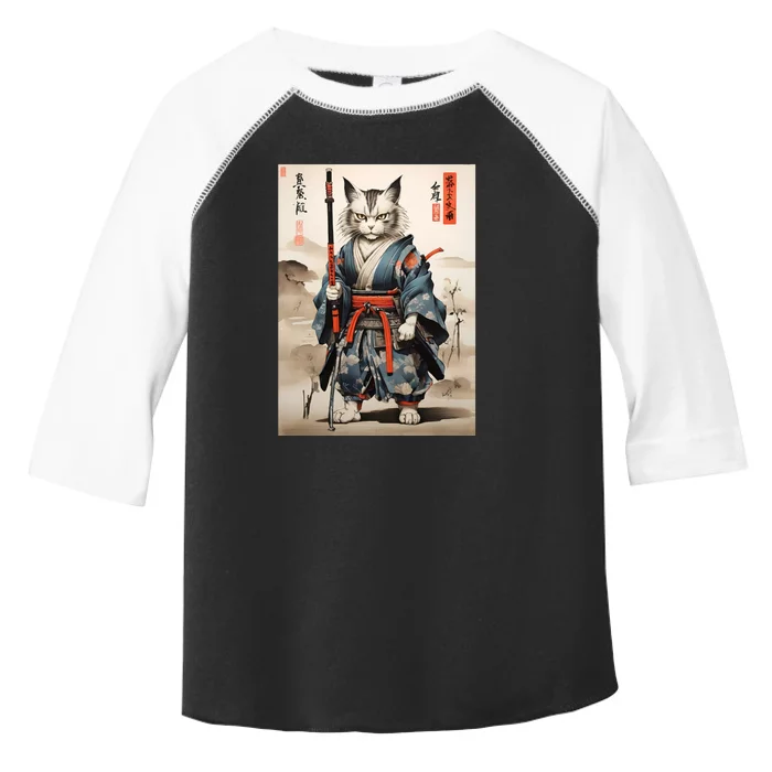 Cat Warrior Japanese Woodblock Toddler Fine Jersey T-Shirt