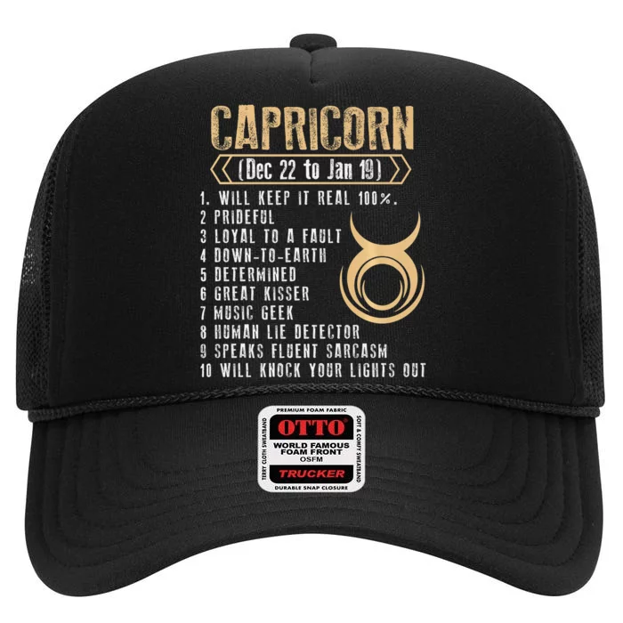 Capricorn  Will Keep It Real 100% Prideful Black Queen High Crown Mesh Trucker Hat