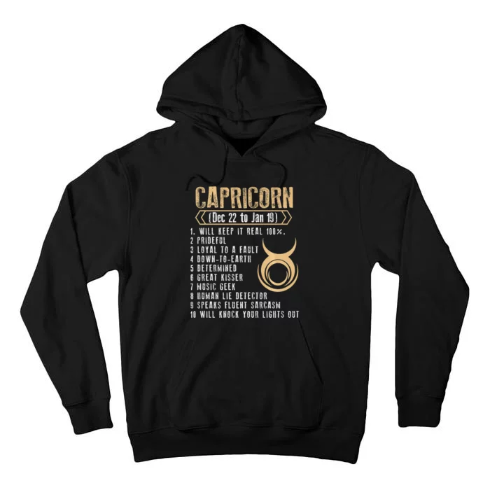 Capricorn  Will Keep It Real 100% Prideful Black Queen Tall Hoodie