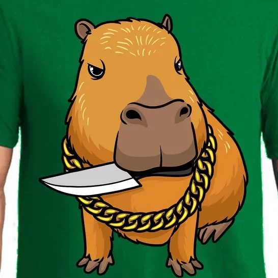 Capybara With Knife Funny Rodent Pajama Set