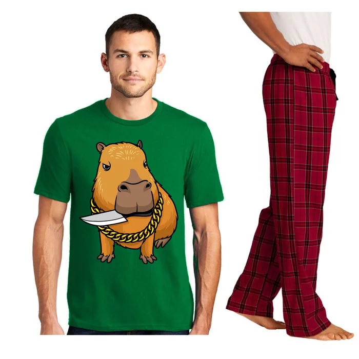 Capybara With Knife Funny Rodent Pajama Set