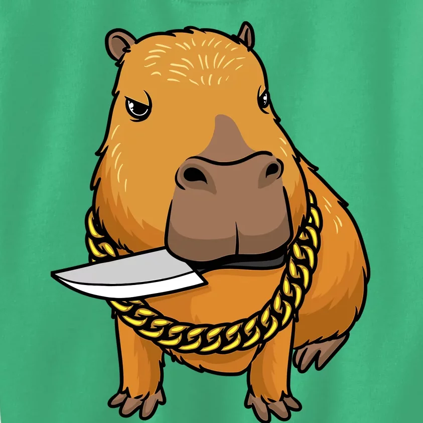 Capybara With Knife Funny Rodent Kids Sweatshirt