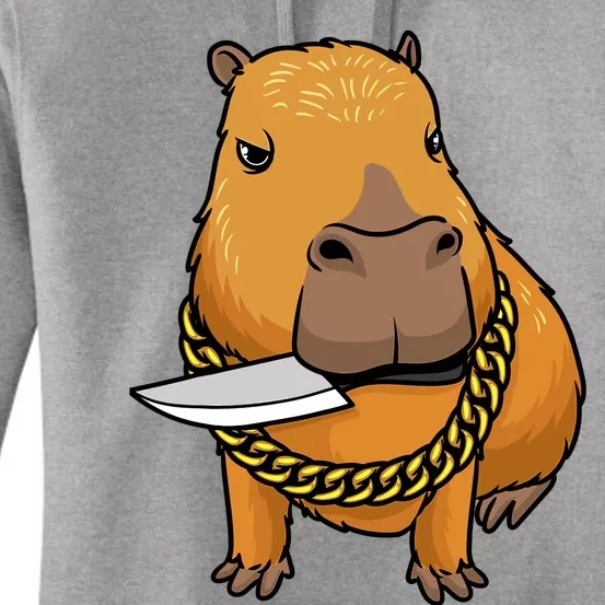 Capybara With Knife Funny Rodent Women's Pullover Hoodie