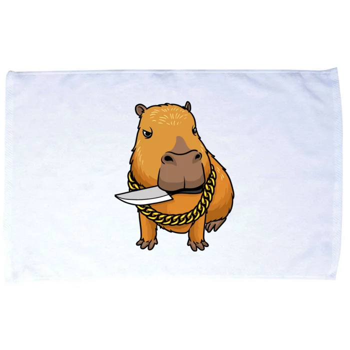 Capybara With Knife Funny Rodent Microfiber Hand Towel