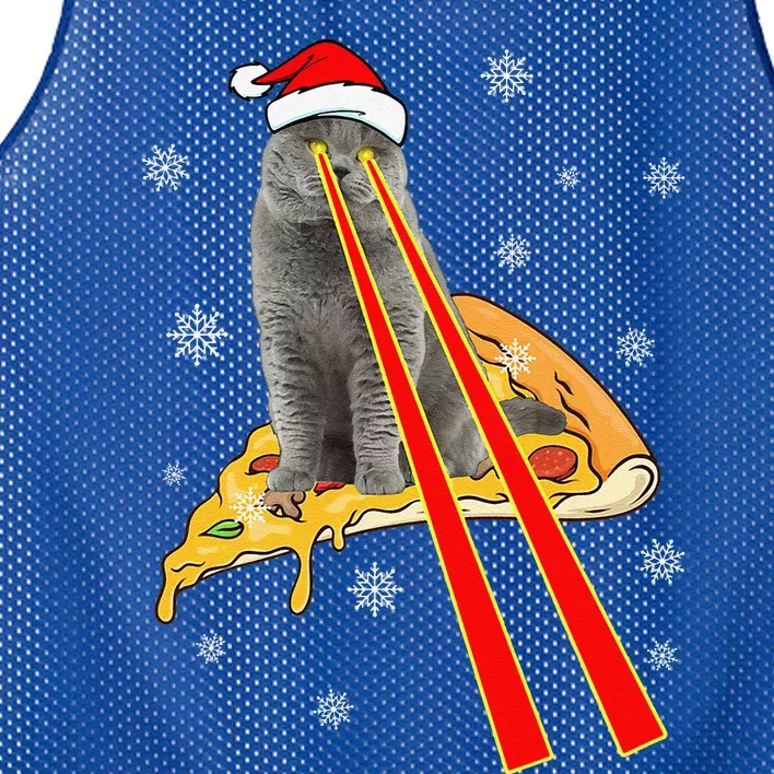 Cat With Laser Eyes Funny Pizza Cat Christmas Mesh Reversible Basketball Jersey Tank