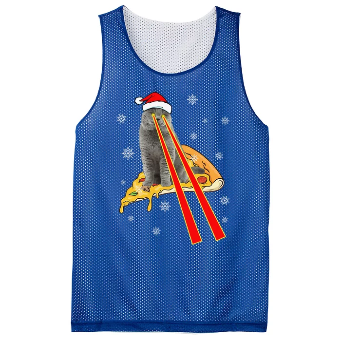 Cat With Laser Eyes Funny Pizza Cat Christmas Mesh Reversible Basketball Jersey Tank