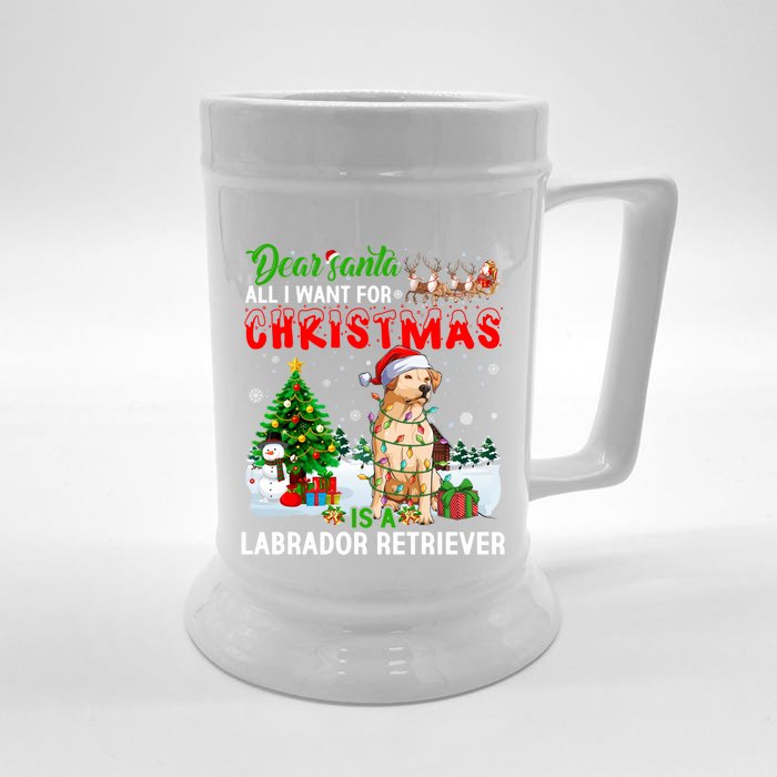 Christmas With Labrador Retriever Santa Family Xmas Pajama Cool Gift Front & Back Beer Stein