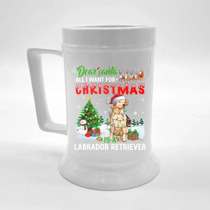 Christmas With Labrador Retriever Santa Family Xmas Pajama Cool Gift Front & Back Beer Stein