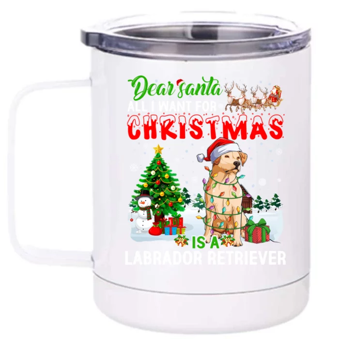 Christmas With Labrador Retriever Santa Family Xmas Pajama Cool Gift Front & Back 12oz Stainless Steel Tumbler Cup