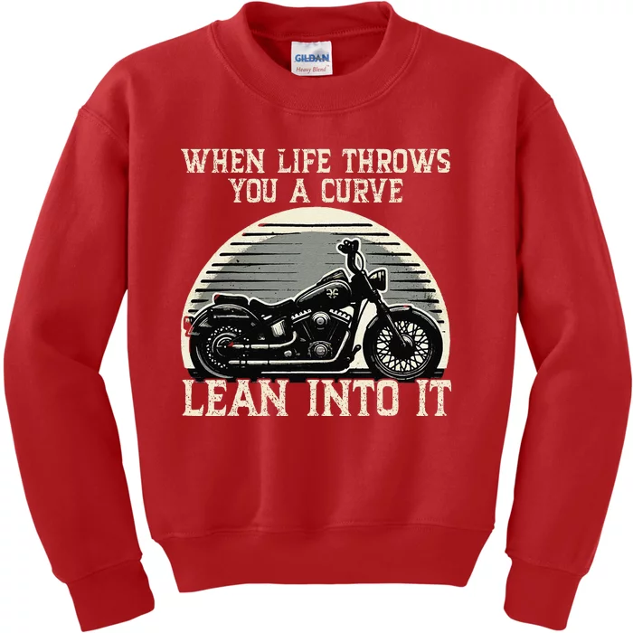 Cute When Life Throws You A Curve Lean Into It Gift Kids Sweatshirt