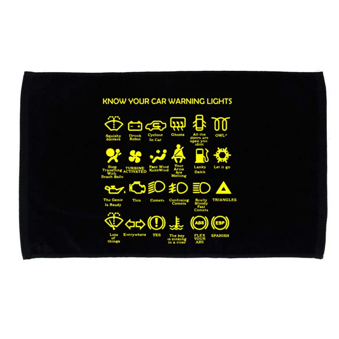 Car Warning Lights Very Funny Joke Unique Driver Microfiber Hand Towel