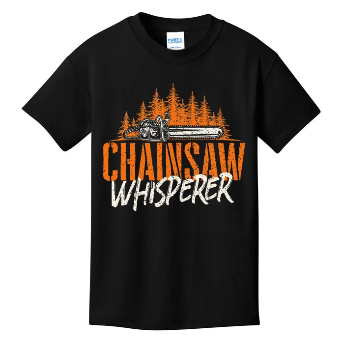 Chainsaw Whisperer Lumberjack Logger Woodworker Woodsman Kids T-Shirt