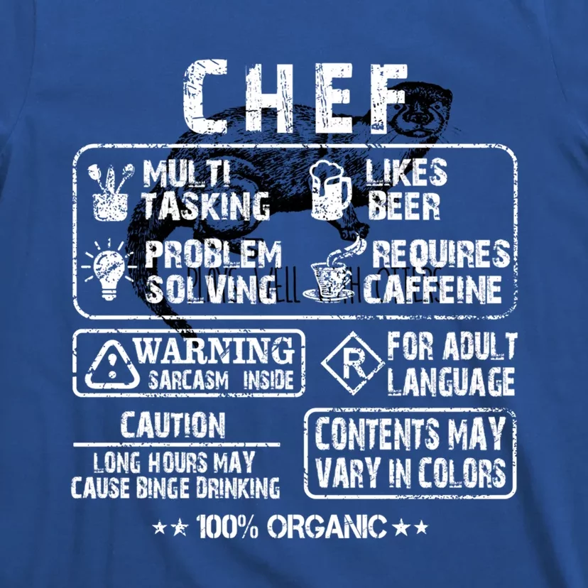 Chef Warning Label Gift Chef Cool Gift Chef Gift Cooking Gift T-Shirt