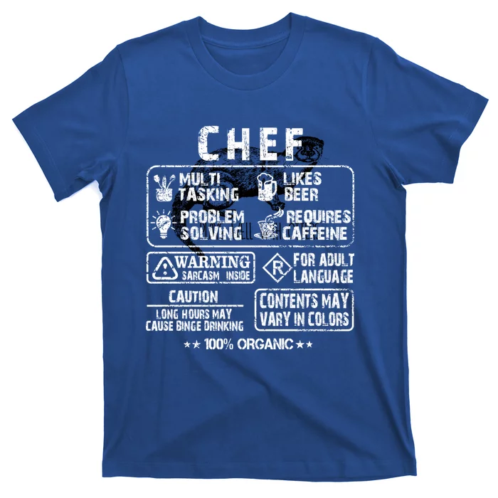 Chef Warning Label Gift Chef Cool Gift Chef Gift Cooking Gift T-Shirt