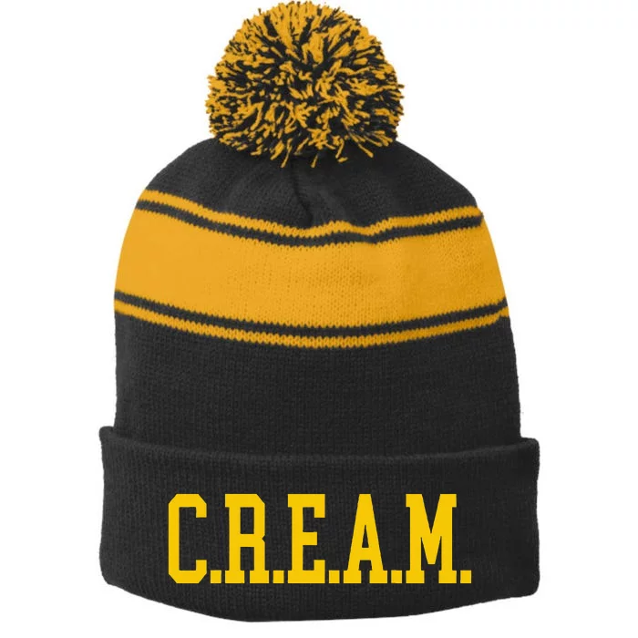 C.R.E.A.M. Wu Logo Design Stripe Pom Pom Beanie