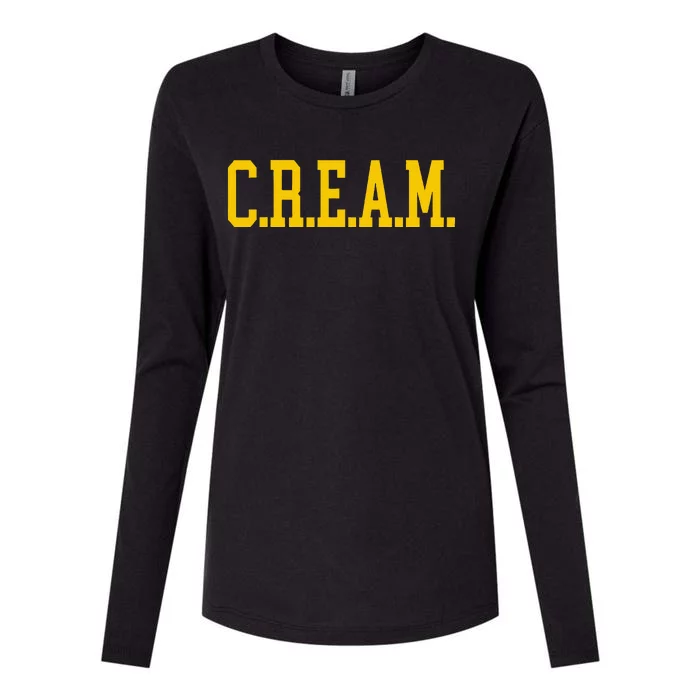 C.R.E.A.M. Wu Logo Design Womens Cotton Relaxed Long Sleeve T-Shirt