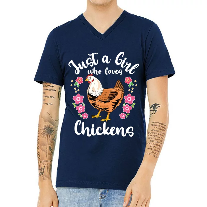 Chicken Who Loves Chickens V-Neck T-Shirt