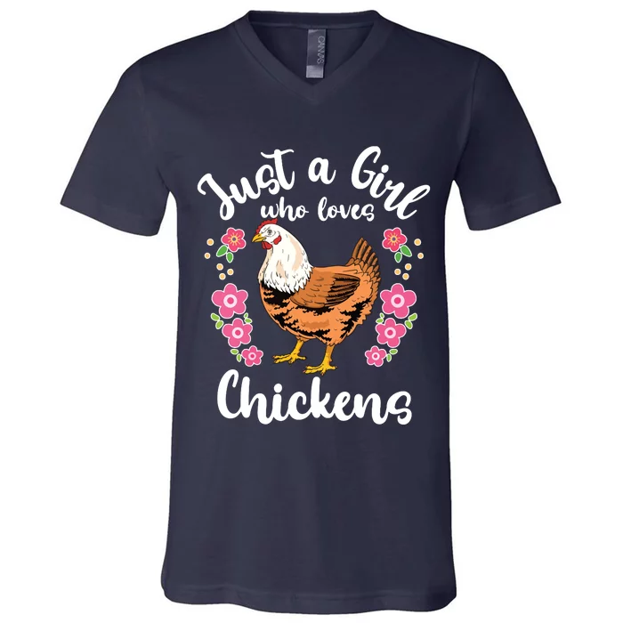 Chicken Who Loves Chickens V-Neck T-Shirt