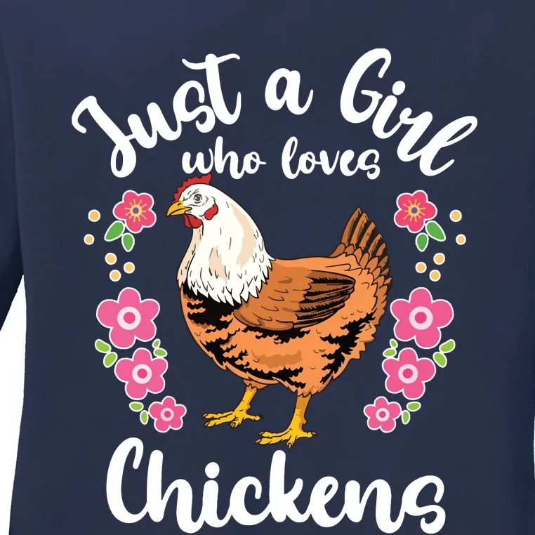 Chicken Who Loves Chickens Ladies Long Sleeve Shirt