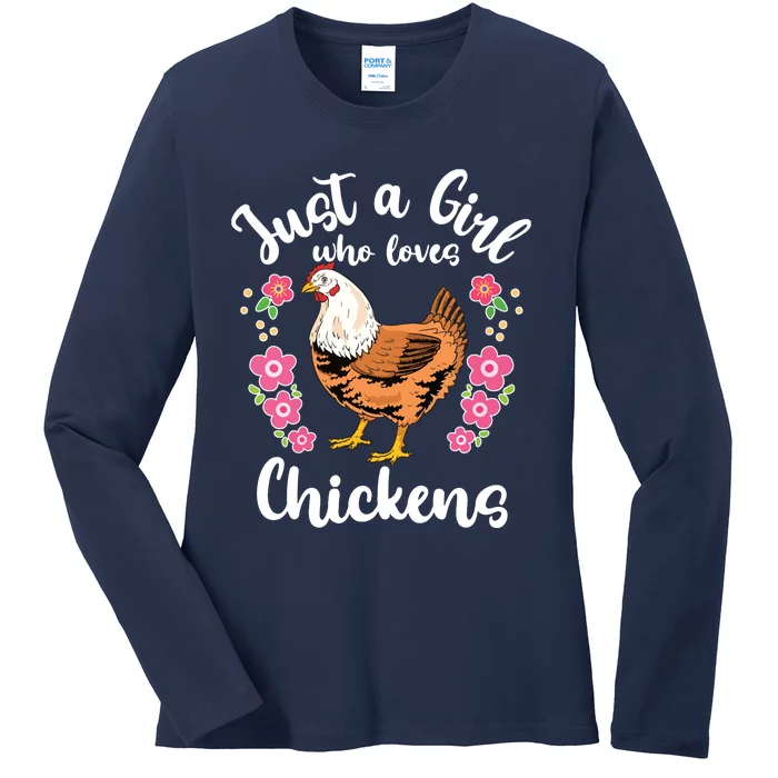 Chicken Who Loves Chickens Ladies Long Sleeve Shirt