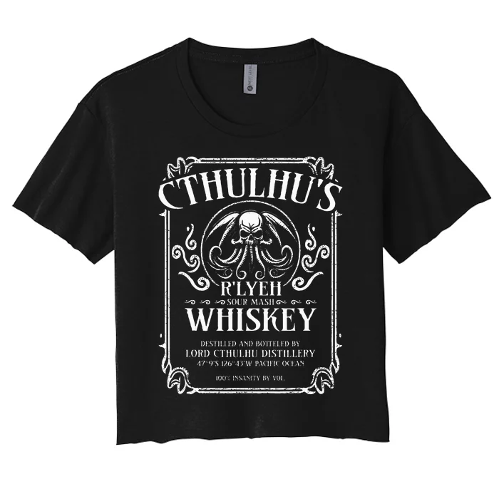 Cthulhu Whiskey Label Women's Crop Top Tee