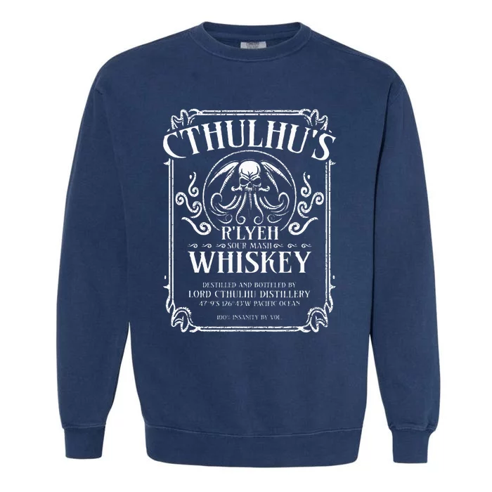 Cthulhu Whiskey Label Garment-Dyed Sweatshirt