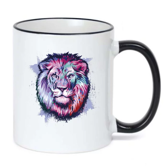 Colorful Wild Lion Black Color Changing Mug