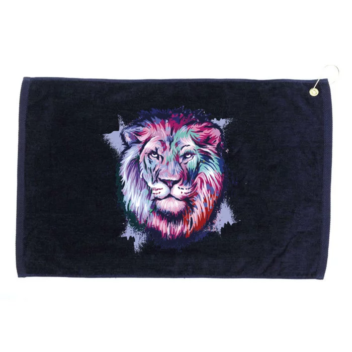 Colorful Wild Lion Grommeted Golf Towel