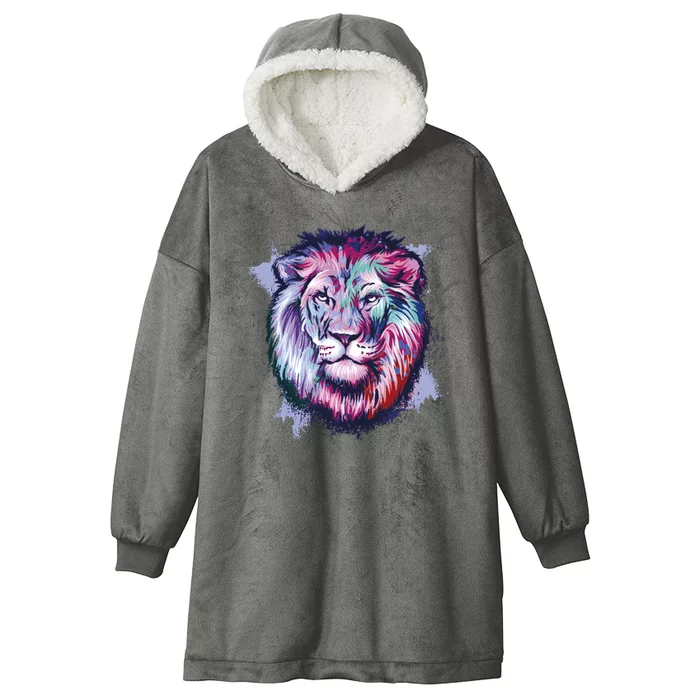 Colorful Wild Lion Hooded Wearable Blanket