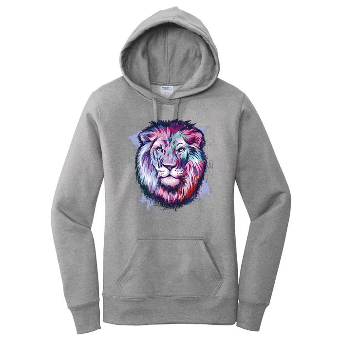 Colorful Wild Lion Women's Pullover Hoodie