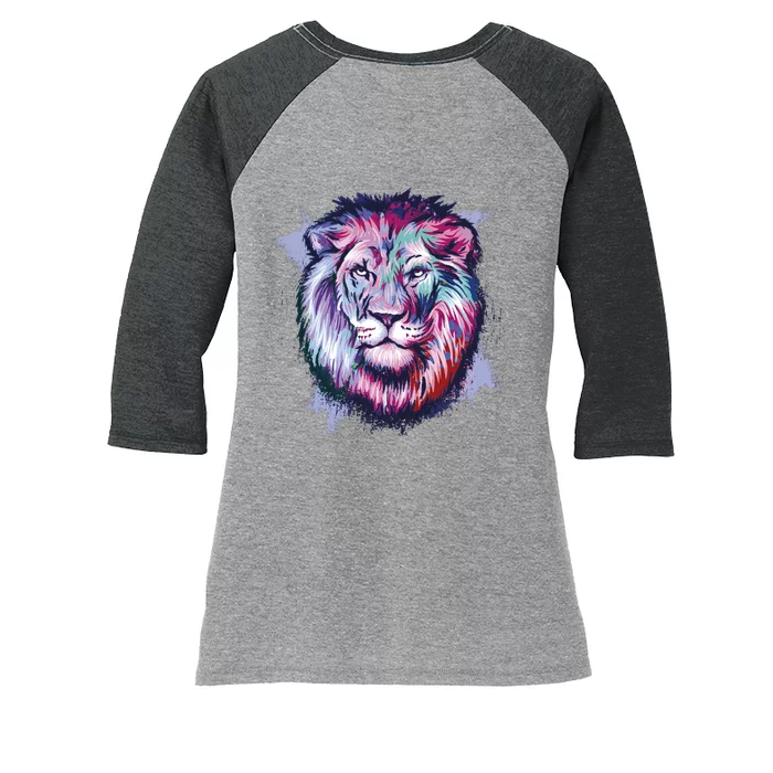 Colorful Wild Lion Women's Tri-Blend 3/4-Sleeve Raglan Shirt