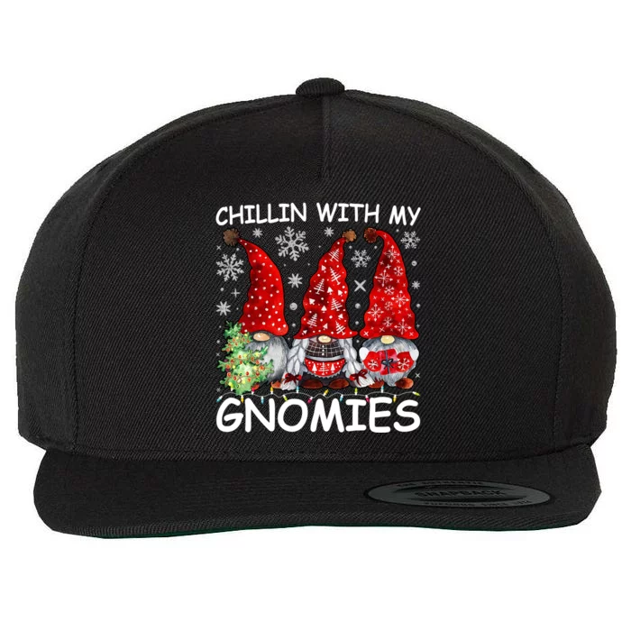 Chillin With My Gnomies Funny Christmas Gnome Gift Wool Snapback Cap