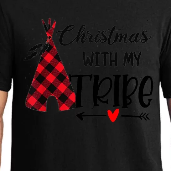 Christmas With My Tribe Red Plaid Family Matching Outfit Gift Pajama Set