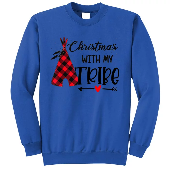 Christmas With My Tribe Red Plaid Family Matching Outfit Gift Tall Sweatshirt