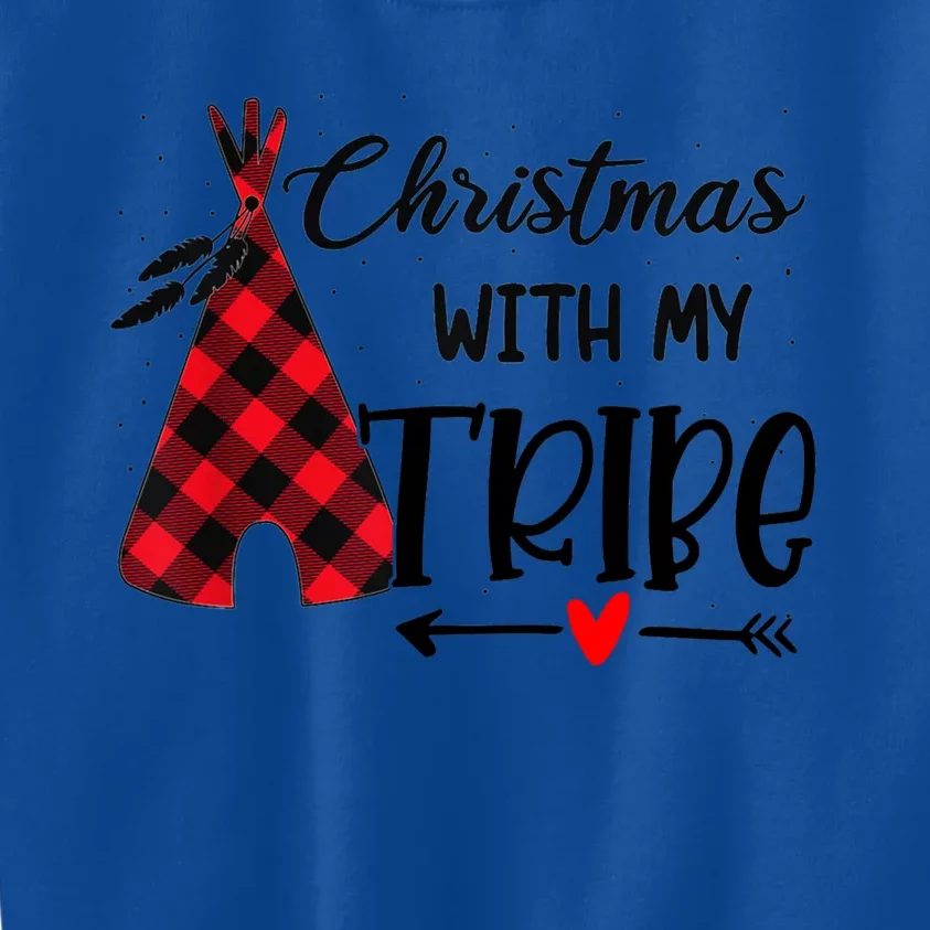 Christmas With My Tribe Red Plaid Family Matching Outfit Gift Kids Sweatshirt