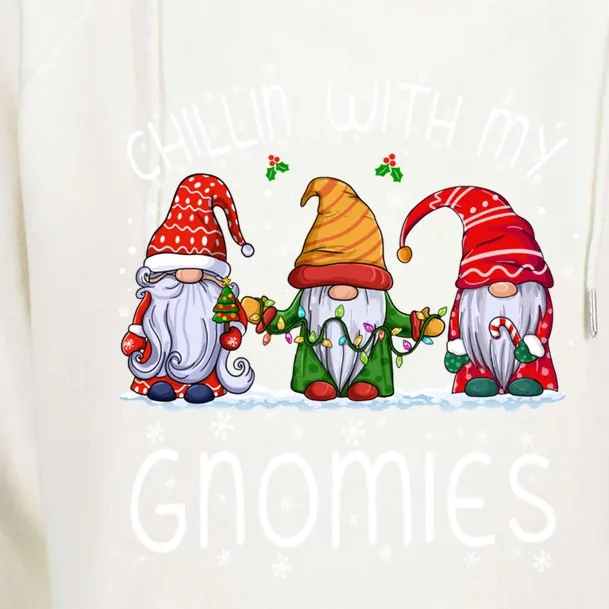 Chillin With My Gnomies Buffalo Red Plaid Christmas Gnome Great Gift Womens Funnel Neck Pullover Hood