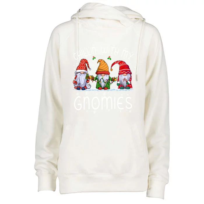 Chillin With My Gnomies Buffalo Red Plaid Christmas Gnome Great Gift Womens Funnel Neck Pullover Hood