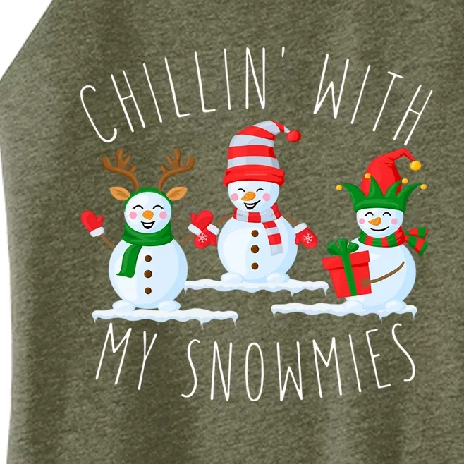 Chillin With My Snowmies Funny Xmas Holiday Funny Snow Gift Women’s Perfect Tri Rocker Tank