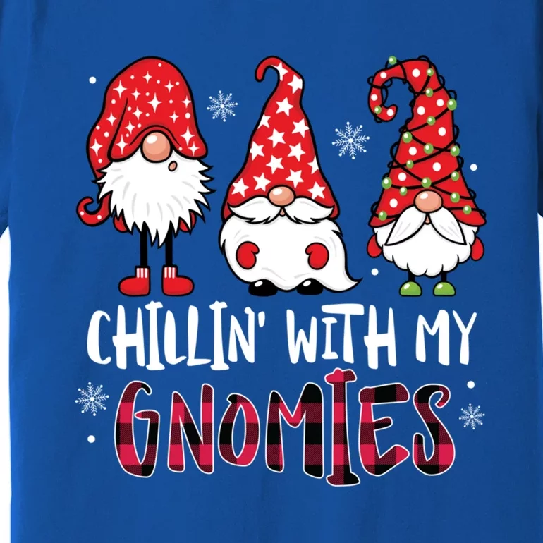 Chillin With My Gnomies Christmas Buffalo Plaid Xmas Family Gift Premium T-Shirt