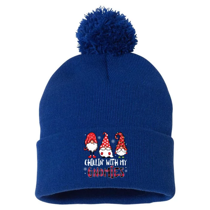 Chillin With My Gnomies Christmas Buffalo Plaid Xmas Family Gift Pom Pom 12in Knit Beanie