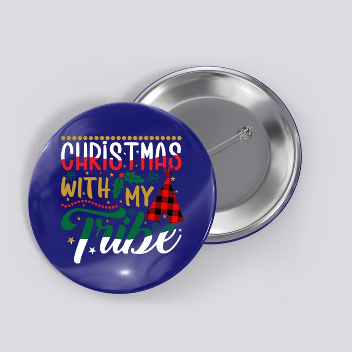 Christmas With My Tribe Red Plaid Family Matching Outfit Meaningful Gift Button