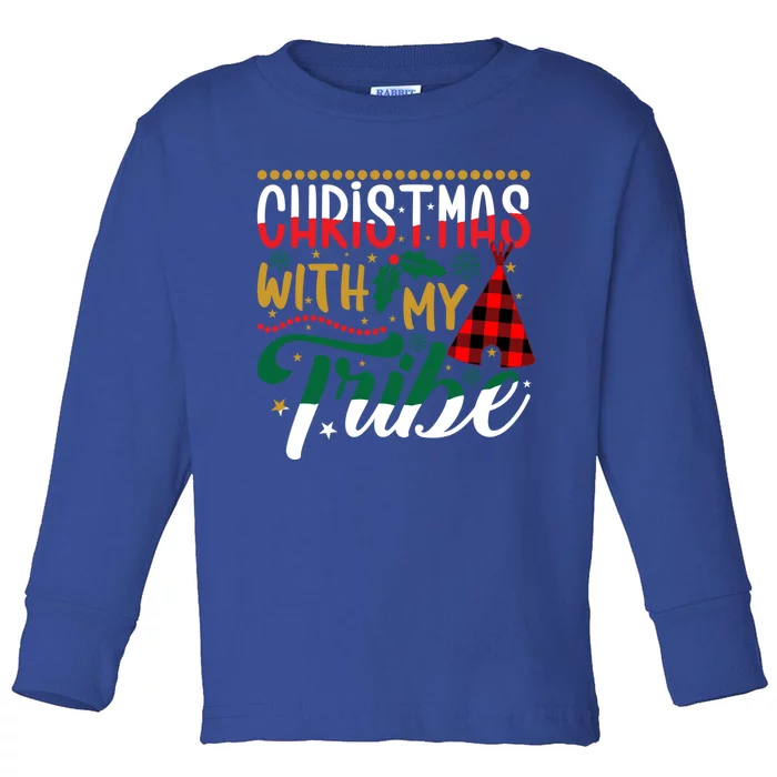 Christmas With My Tribe Red Plaid Family Matching Outfit Meaningful Gift Toddler Long Sleeve Shirt