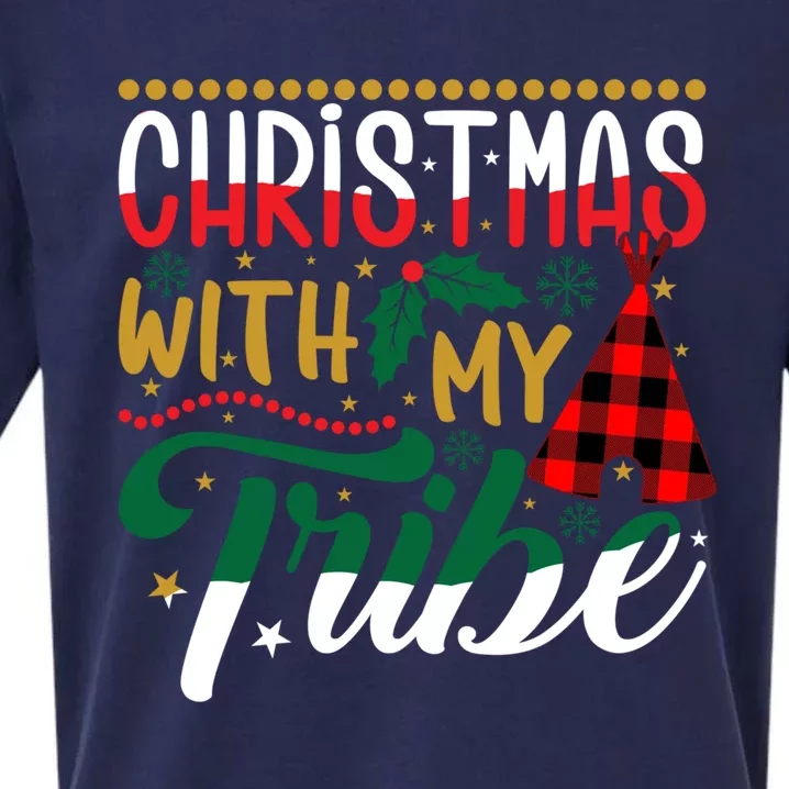 Christmas With My Tribe Red Plaid Family Matching Outfit Meaningful Gift Sueded Cloud Jersey T-Shirt