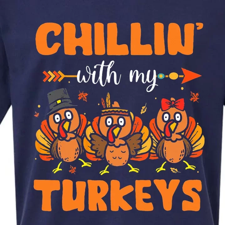 Chillin With My Turkeys Thanksgiving Family Sueded Cloud Jersey T-Shirt