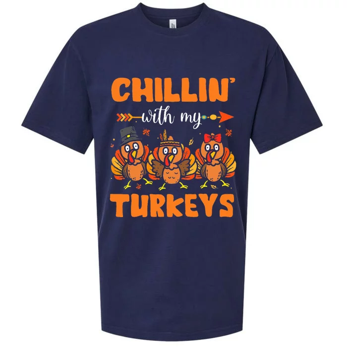 Chillin With My Turkeys Thanksgiving Family Sueded Cloud Jersey T-Shirt