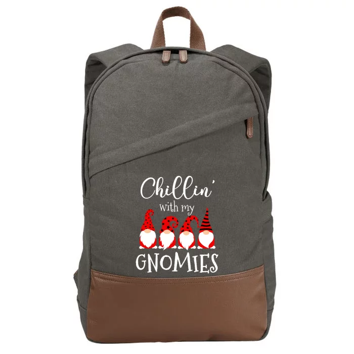 Chillin With My Gnomies Christmas Gnome Holiday Costume Gift Cotton Canvas Backpack