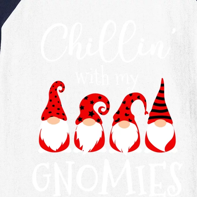 Chillin With My Gnomies Christmas Gnome Holiday Costume Gift Baseball Sleeve Shirt